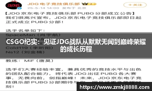 CSGO纪实：见证JDG战队从默默无闻到巅峰荣耀的成长历程